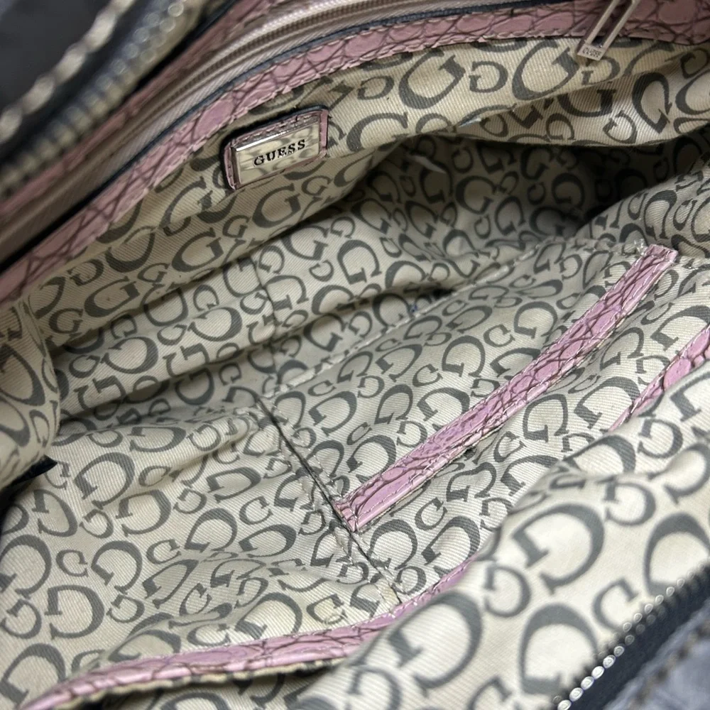Guess Vintage Black & Pink crocodile skin textured bag